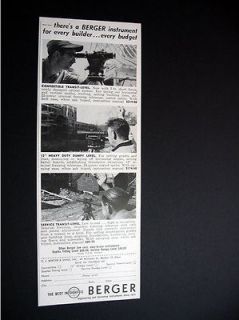 Berger Transit & Dumpy Levels surveying 1958 print Ad