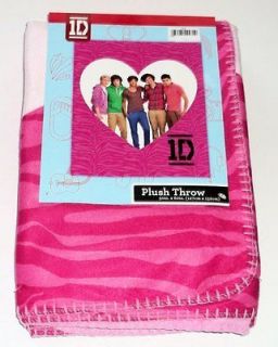 1D One Direction Pink Zebra Print Plush Throw Blanket XL Size 50 x 60