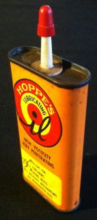Vintage Hoppes Lubricating Oil Tin   4 H x 2 1/8 x 3/4   Rare