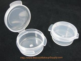 100 PLASTIC BEAUTY COSMETIC 5 ML HINGED JARS CONTAINERS w/ SNAP ON