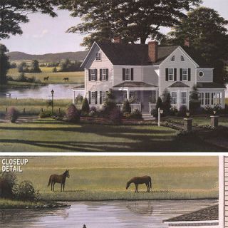 THE COUNTRY INN by BILL SAUNDERS RANCH BIG WITE HOUSE LAWN LAKE CANVAS