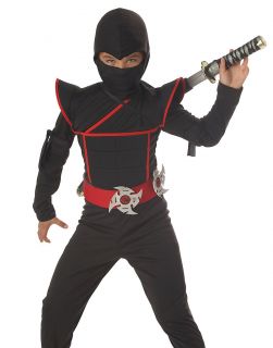 Stealth Ninja Boys Child Black Jumpsuit Outfit Halloween Costume