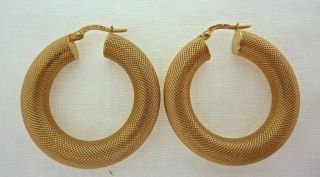14k Gold Hoop Earrings UNOAERRE Italian Large 1.25 Uno A Erre Hoops