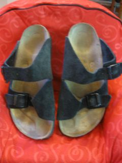 Birkis by Birkenstock Black Suede Two Strap Sandals Shoes Sz 250 L 8 M