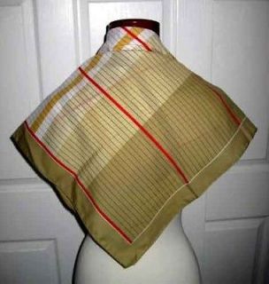OLGA GRECO womens tan khaki lines stripes abstract scarf size 31 x 31