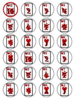 X24 PLAYING CARD CUP CAKE TOPPERS BIRTHDAY PARTY DECORATIONS EDIBLE