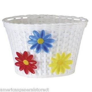 girls BICYCLE BASKET with FLOWERS white SMALL bike cycling 9.5 x 6.5