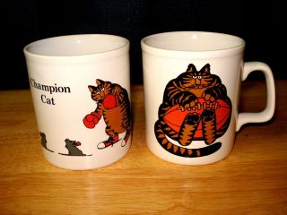 Kliban Cat Mugs England Champion Cat and Football Cat