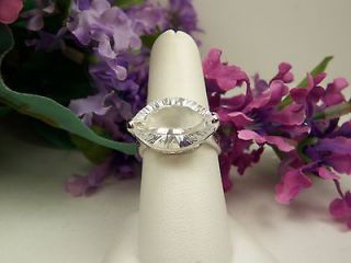 WHITE TOPAZ MARQUISE SHAPED GEMSTONE EAST/WEST STERLING SILVER RING