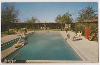 Postcard Caballero Motel Pool Scene Girl on Diving Board c1960s