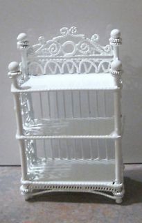 Dollhouse Small White Wire Wicker Display / Bookcase / Etagere