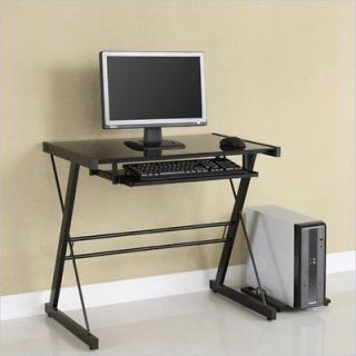 Walker Edison Solo Small Gls Top Black Computer Desk