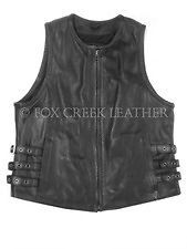Womens Motorcycle Semi Perforated Zippered Vest, S, Fox Creek Leather