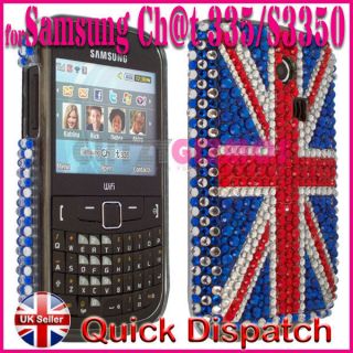 UNION JACK DIAMOND BLING CRYSTAL GEM CASE COVER FOR SAMSUNG CHAT CH