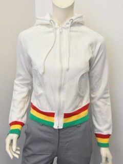 Catch a Fire by Cedella Bob Marley White Zip up Hoodie Sweater Size S