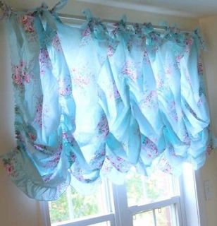 ruffle chic victorian cottage french blue rose balloon valance curtain