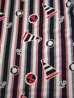 Nautical Stripe Cotton Polyester Jersey Knit Fabric 2 1/2 yds 58
