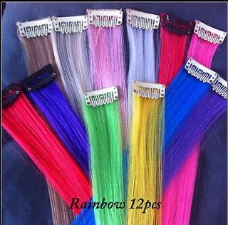 12pcs high light hairpiece sexy mult colored straight hair extension