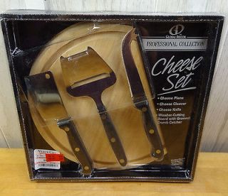 PROFESSIONAL COLLECTION ~ CHEESE SET ~Plane Cleaver Knife Board~NEW