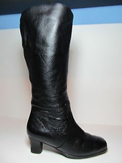 Fitzwell Extra Wide Shaft Mid Calf Black Leather Boots SIze 6.5 WW