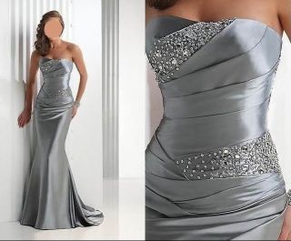 Silver Mermaid Prom dress Ball Gown Evening dress Bride Gown Size 6 8