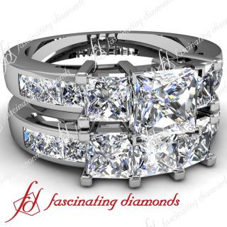 Ideal Cut 3 Stone Diamond Engagement Wedding Rings Set COLOR G