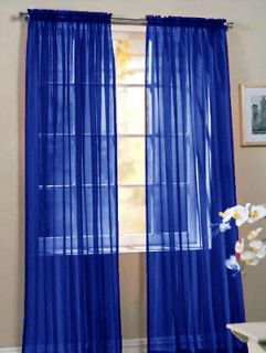 4PC ROYAL BLUE SOLID SHEER VOILE WINDOW CURTAIN PANEL 58X84 A18860
