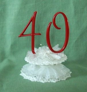 40th Wedding Anniversary Petite Cake Topper with Large Numbers
