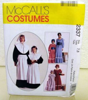 McCALLS PATTERN 2337 ~ UNCUT~ Costume  COLONIAL AMISH,DUTCH SZ. 7 8