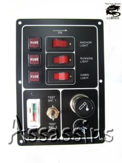 GANG BOAT / YACHT ELECTRICAL SWITCH PANEL FUSED + BATTERY TEST + Cig
