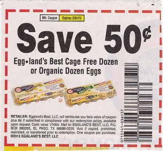 dozen Egglands Best Cage Free/Organic Eggs Coupons Exp. 4/27/13