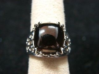 Cabochon Smokey Brown Ring Size 7 925 Fine Sterling Silver Free