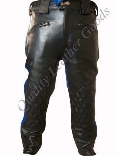 LEATHER BESPOKE AMERICAN BREECHES PADDED GAY BLUFF BIKERS TROUSER