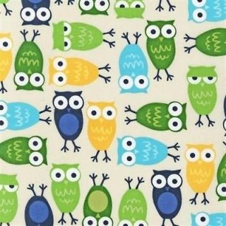 Zoologie Blue Owls Cotton fabric by the yard from Robert Kaufman BTY