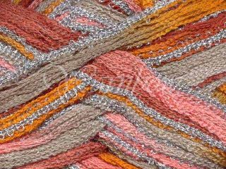 Euro Yarns Broadway #14 ruffle scarf yarn Burnt Orange Poppy Taupe