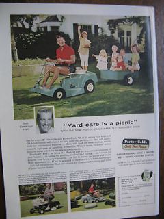 1960 Porter Cable YARD MASTER Riding Mower Bob Cummings Ad 8 x10