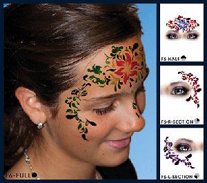 European Body Art Hawaiian Flower Face Paint Stencil Template Airbrush