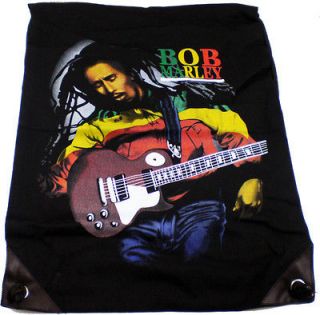 Bob Marley Guitar Sway Canvas Cinch Drawstring Bag
