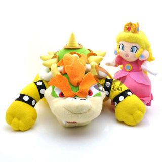 2PCS 7 10 Super Mario Bros BOWSER PRINCESS Plush Doll Toy MT85+MT87