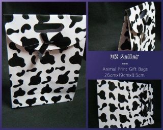 ANIMAL COW PRINT CARDBOARD GIFT BOX CARRIER PARTY BAG 26cmx19cmx8.5cm