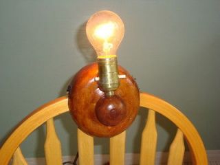 Vintage Round Wood Headboard Reading Lamp