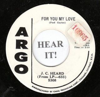 Heard R&B 45 (Argo PROMO 5308) For You My Love/Blues For Sale VG
