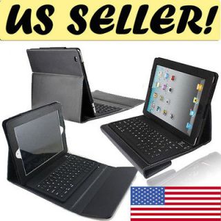 For New iPad 3rd 4th 2nd Black Stand Leather Case Cover With Bluetooth