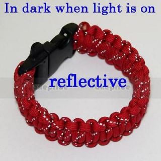 Newly listed Red reflective Paracord Bracelet 550 Survival w/ whistle