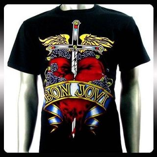 Bon Jovi Punk American Metal Rock Band T shirt Sz L BO8 Men