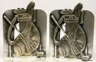 1980 METZKE PEWTER GOLF THEME COLLECTIBLE BOOKENDS