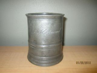 ANTIQUE PEWTER CUP GOBLET MARKED PADDON OWNERD BY F. HOUWOOD 1700S