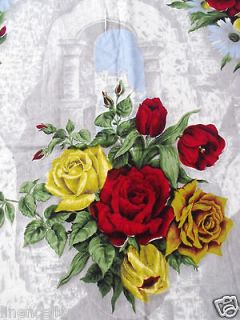Drapery Curtain Panel Red Roses Tulips Beauty Vintage Print 58x48