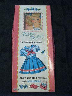 Vintage Debbie Darling Cardboard Paper Doll with Wavy Hair Uncut New