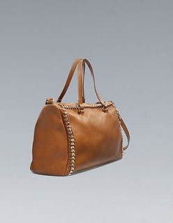 ZARA LEATHER BOWLING BAG WITH CHAINS